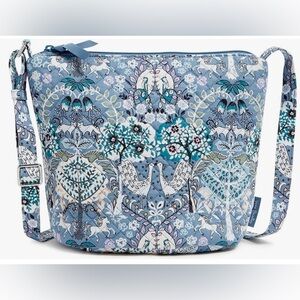 NWT Vera Bradley Cotton Bucket CrossBody Purse in Enchantment Blue